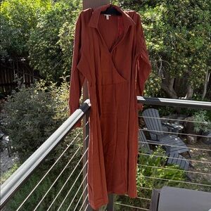 Nordstrom Rust Long Sleeve Wrap Maxi Dress